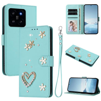 ZS01 Double-Layer Heart Floral Vegan Leather Phone Case with Wrist Strap, For Xiaomi Poco X6 Neo 5G, For Xiaomi Poco X6 Pro 5G / Redmi K70E, For Xiaomi 14 Ultra 5G, For Xiaomi 14 Pro 5G, For Xiaomi 14 5G, For Xiaomi 13T / 13T Pro 5G                    ...