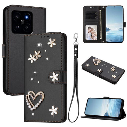 ZS01 Double-Layer Heart Floral Vegan Leather Phone Case with Wrist Strap, For Xiaomi Poco X6 Neo 5G, For Xiaomi Poco X6 Pro 5G / Redmi K70E, For Xiaomi 14 Ultra 5G, For Xiaomi 14 Pro 5G, For Xiaomi 14 5G, For Xiaomi 13T / 13T Pro 5G                    ...