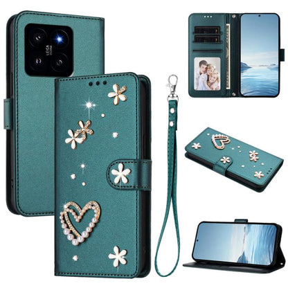 ZS01 Double-Layer Heart Floral Vegan Leather Phone Case with Wrist Strap, For Xiaomi Poco X6 Neo 5G, For Xiaomi Poco X6 Pro 5G / Redmi K70E, For Xiaomi 14 Ultra 5G, For Xiaomi 14 Pro 5G, For Xiaomi 14 5G, For Xiaomi 13T / 13T Pro 5G                    ...