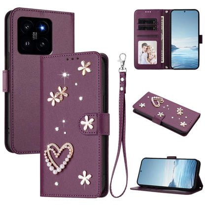 ZS01 Double-Layer Heart Floral Vegan Leather Phone Case with Wrist Strap, For Xiaomi Poco X6 Neo 5G, For Xiaomi Poco X6 Pro 5G / Redmi K70E, For Xiaomi 14 Ultra 5G, For Xiaomi 14 Pro 5G, For Xiaomi 14 5G, For Xiaomi 13T / 13T Pro 5G                    ...