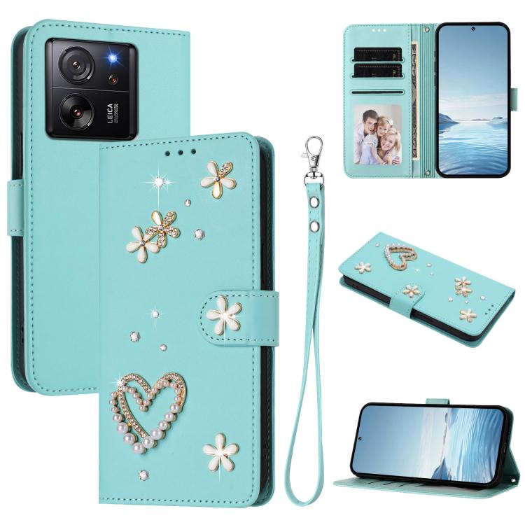 ZS01 Double-Layer Heart Floral Vegan Leather Phone Case with Wrist Strap, For Xiaomi Poco X6 Neo 5G, For Xiaomi Poco X6 Pro 5G / Redmi K70E, For Xiaomi 14 Ultra 5G, For Xiaomi 14 Pro 5G, For Xiaomi 14 5G, For Xiaomi 13T / 13T Pro 5G                    ...
