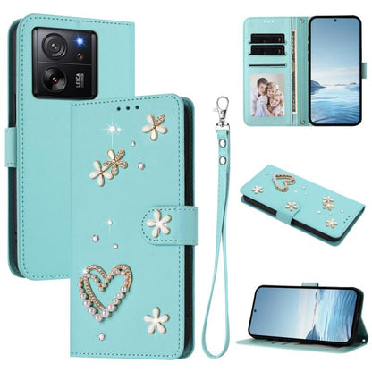 ZS01 Double-Layer Heart Floral Vegan Leather Phone Case with Wrist Strap, For Xiaomi Poco X6 Neo 5G, For Xiaomi Poco X6 Pro 5G / Redmi K70E, For Xiaomi 14 Ultra 5G, For Xiaomi 14 Pro 5G, For Xiaomi 14 5G, For Xiaomi 13T / 13T Pro 5G                    ...