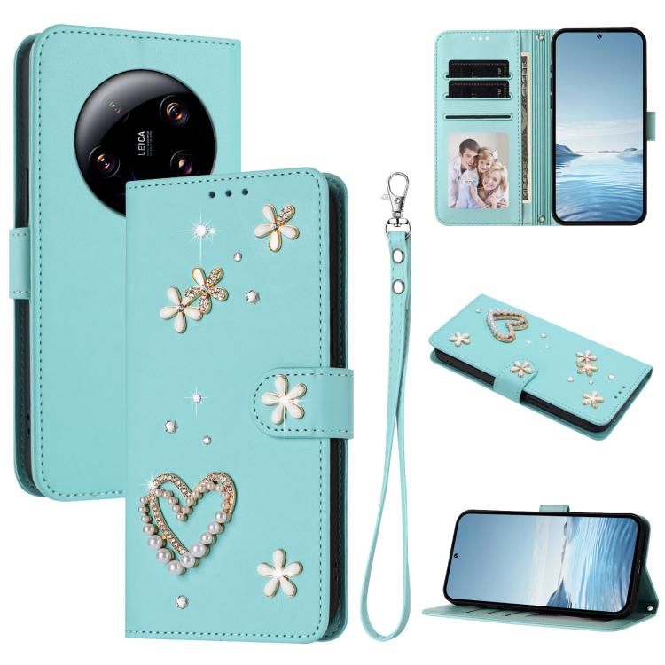 ZS01 Double-Layer Heart Floral Vegan Leather Phone Case with Wrist Strap, For Xiaomi Poco X6 Neo 5G, For Xiaomi Poco X6 Pro 5G / Redmi K70E, For Xiaomi 14 Ultra 5G, For Xiaomi 14 Pro 5G, For Xiaomi 14 5G, For Xiaomi 13T / 13T Pro 5G                    ...