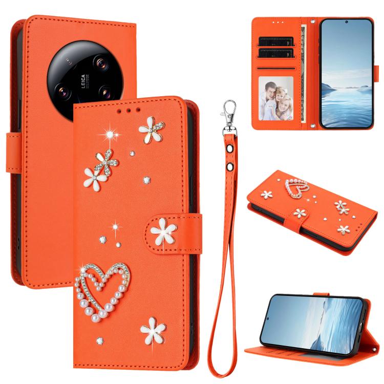 ZS01 Double-Layer Heart Floral Vegan Leather Phone Case with Wrist Strap, For Xiaomi Poco X6 Neo 5G, For Xiaomi Poco X6 Pro 5G / Redmi K70E, For Xiaomi 14 Ultra 5G, For Xiaomi 14 Pro 5G, For Xiaomi 14 5G, For Xiaomi 13T / 13T Pro 5G                    ...