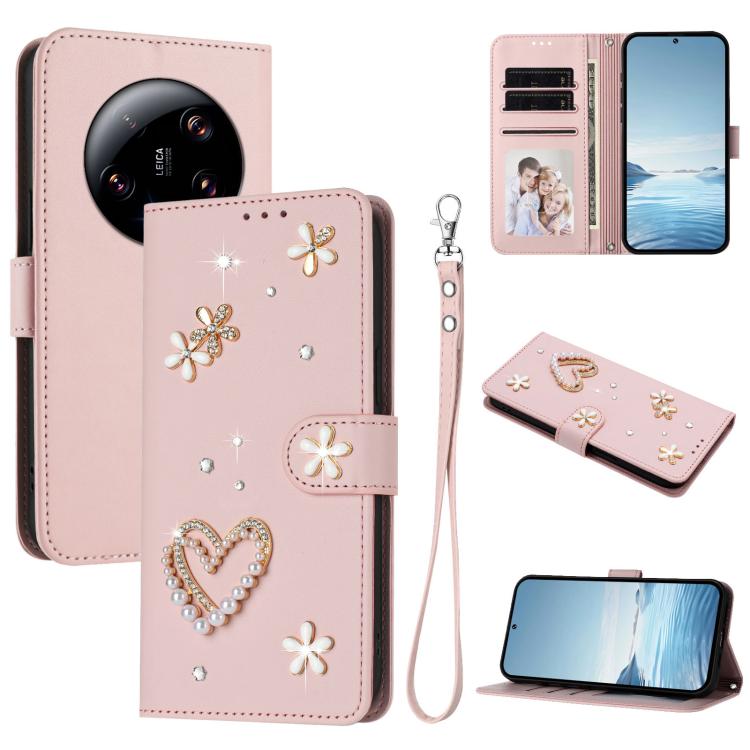 ZS01 Double-Layer Heart Floral Vegan Leather Phone Case with Wrist Strap, For Xiaomi Poco X6 Neo 5G, For Xiaomi Poco X6 Pro 5G / Redmi K70E, For Xiaomi 14 Ultra 5G, For Xiaomi 14 Pro 5G, For Xiaomi 14 5G, For Xiaomi 13T / 13T Pro 5G                    ...