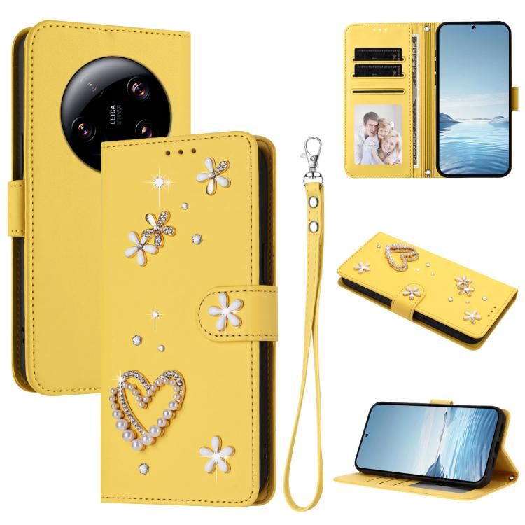 ZS01 Double-Layer Heart Floral Vegan Leather Phone Case with Wrist Strap, For Xiaomi Poco X6 Neo 5G, For Xiaomi Poco X6 Pro 5G / Redmi K70E, For Xiaomi 14 Ultra 5G, For Xiaomi 14 Pro 5G, For Xiaomi 14 5G, For Xiaomi 13T / 13T Pro 5G                    ...