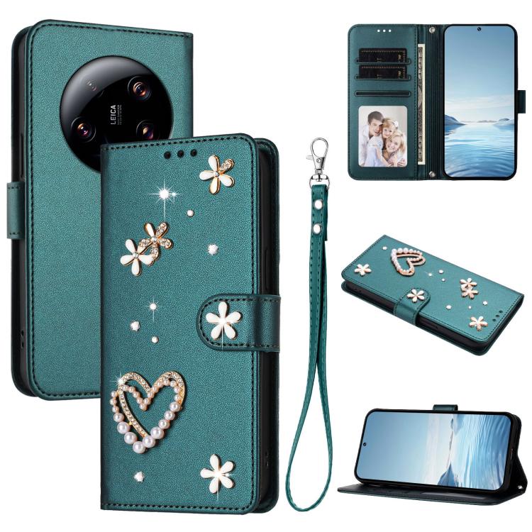 ZS01 Double-Layer Heart Floral Vegan Leather Phone Case with Wrist Strap, For Xiaomi Poco X6 Neo 5G, For Xiaomi Poco X6 Pro 5G / Redmi K70E, For Xiaomi 14 Ultra 5G, For Xiaomi 14 Pro 5G, For Xiaomi 14 5G, For Xiaomi 13T / 13T Pro 5G                    ...