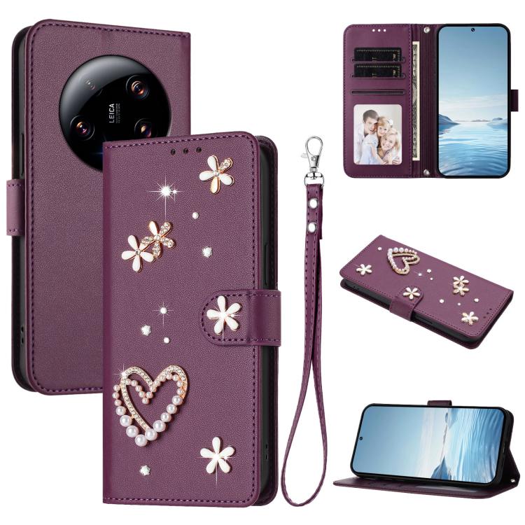 ZS01 Double-Layer Heart Floral Vegan Leather Phone Case with Wrist Strap, For Xiaomi Poco X6 Neo 5G, For Xiaomi Poco X6 Pro 5G / Redmi K70E, For Xiaomi 14 Ultra 5G, For Xiaomi 14 Pro 5G, For Xiaomi 14 5G, For Xiaomi 13T / 13T Pro 5G                    ...