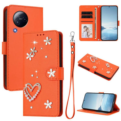 ZS01 Double-Layer Heart Floral Vegan Leather Phone Case with Wrist Strap, For Xiaomi Poco X6 Neo 5G, For Xiaomi Poco X6 Pro 5G / Redmi K70E, For Xiaomi 14 Ultra 5G, For Xiaomi 14 Pro 5G, For Xiaomi 14 5G, For Xiaomi 13T / 13T Pro 5G                    ...