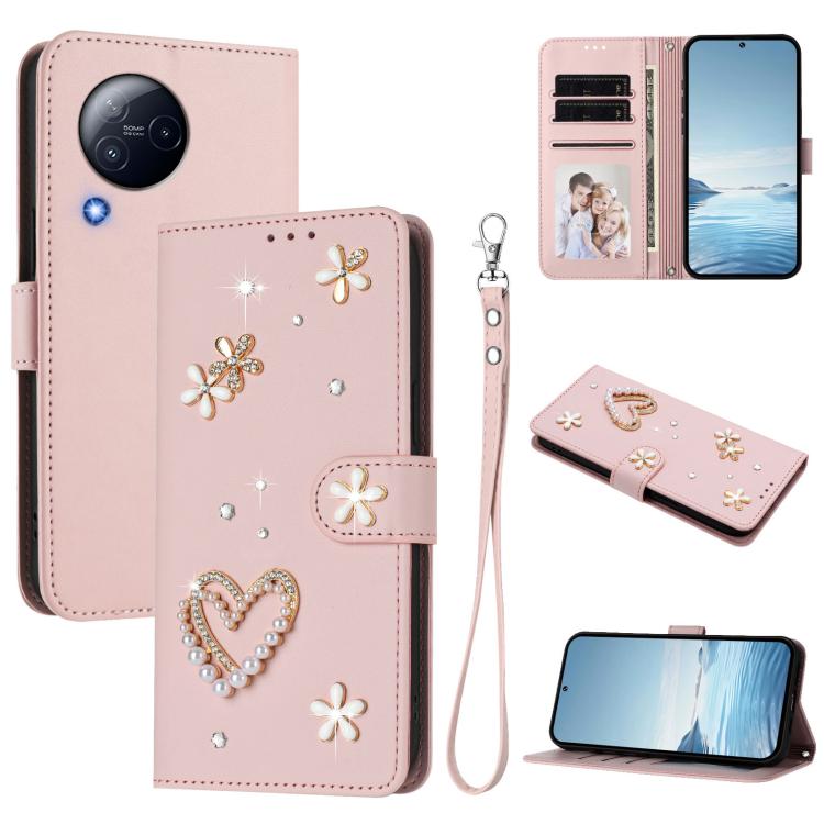ZS01 Double-Layer Heart Floral Vegan Leather Phone Case with Wrist Strap, For Xiaomi Poco X6 Neo 5G, For Xiaomi Poco X6 Pro 5G / Redmi K70E, For Xiaomi 14 Ultra 5G, For Xiaomi 14 Pro 5G, For Xiaomi 14 5G, For Xiaomi 13T / 13T Pro 5G                    ...