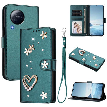 ZS01 Double-Layer Heart Floral Vegan Leather Phone Case with Wrist Strap, For Xiaomi Poco X6 Neo 5G, For Xiaomi Poco X6 Pro 5G / Redmi K70E, For Xiaomi 14 Ultra 5G, For Xiaomi 14 Pro 5G, For Xiaomi 14 5G, For Xiaomi 13T / 13T Pro 5G                    ...