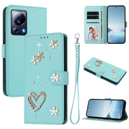 ZS01 Double-Layer Heart Floral Vegan Leather Phone Case with Wrist Strap, For Xiaomi Poco X6 Neo 5G, For Xiaomi Poco X6 Pro 5G / Redmi K70E, For Xiaomi 14 Ultra 5G, For Xiaomi 14 Pro 5G, For Xiaomi 14 5G, For Xiaomi 13T / 13T Pro 5G                    ...