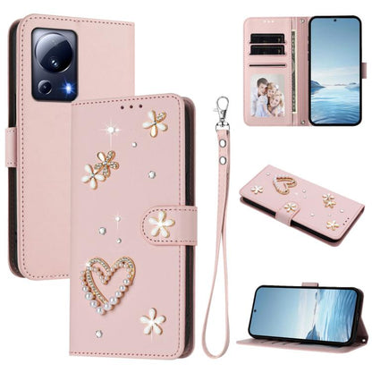 ZS01 Double-Layer Heart Floral Vegan Leather Phone Case with Wrist Strap, For Xiaomi Poco X6 Neo 5G, For Xiaomi Poco X6 Pro 5G / Redmi K70E, For Xiaomi 14 Ultra 5G, For Xiaomi 14 Pro 5G, For Xiaomi 14 5G, For Xiaomi 13T / 13T Pro 5G                    ...