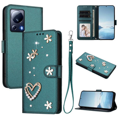 ZS01 Double-Layer Heart Floral Vegan Leather Phone Case with Wrist Strap, For Xiaomi Poco X6 Neo 5G, For Xiaomi Poco X6 Pro 5G / Redmi K70E, For Xiaomi 14 Ultra 5G, For Xiaomi 14 Pro 5G, For Xiaomi 14 5G, For Xiaomi 13T / 13T Pro 5G                    ...