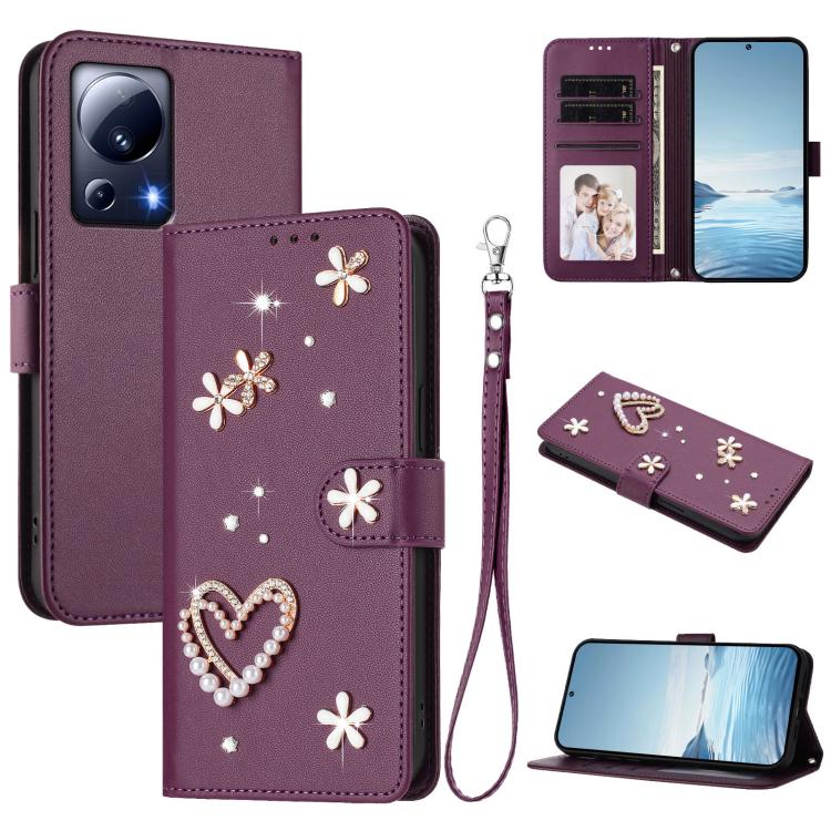 ZS01 Double-Layer Heart Floral Vegan Leather Phone Case with Wrist Strap, For Xiaomi Poco X6 Neo 5G, For Xiaomi Poco X6 Pro 5G / Redmi K70E, For Xiaomi 14 Ultra 5G, For Xiaomi 14 Pro 5G, For Xiaomi 14 5G, For Xiaomi 13T / 13T Pro 5G                    ...