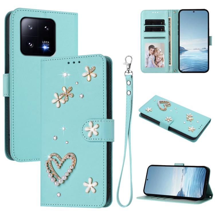 ZS01 Double-Layer Heart Floral Vegan Leather Phone Case with Wrist Strap, For Xiaomi Poco X6 Neo 5G, For Xiaomi Poco X6 Pro 5G / Redmi K70E, For Xiaomi 14 Ultra 5G, For Xiaomi 14 Pro 5G, For Xiaomi 14 5G, For Xiaomi 13T / 13T Pro 5G                    ...