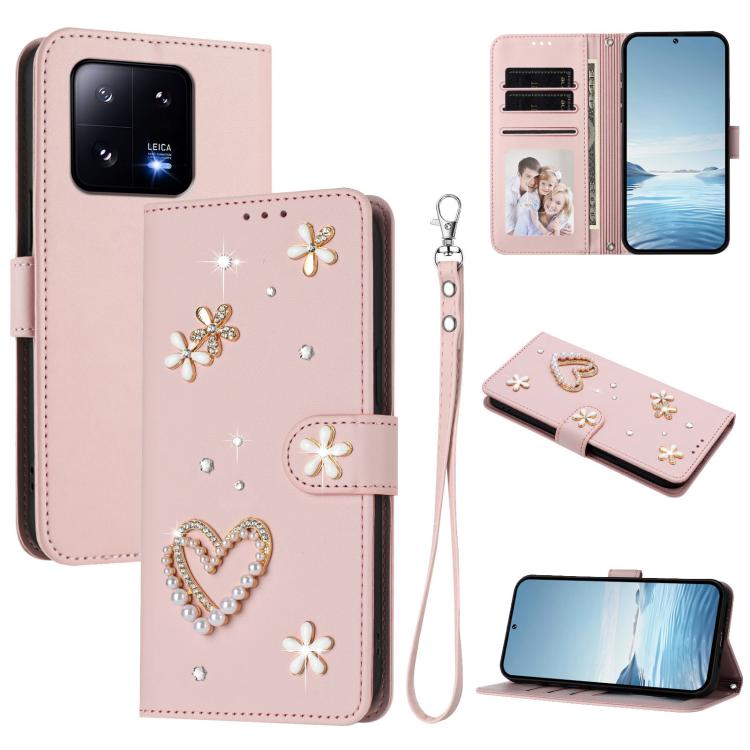 ZS01 Double-Layer Heart Floral Vegan Leather Phone Case with Wrist Strap, For Xiaomi Poco X6 Neo 5G, For Xiaomi Poco X6 Pro 5G / Redmi K70E, For Xiaomi 14 Ultra 5G, For Xiaomi 14 Pro 5G, For Xiaomi 14 5G, For Xiaomi 13T / 13T Pro 5G                    ...
