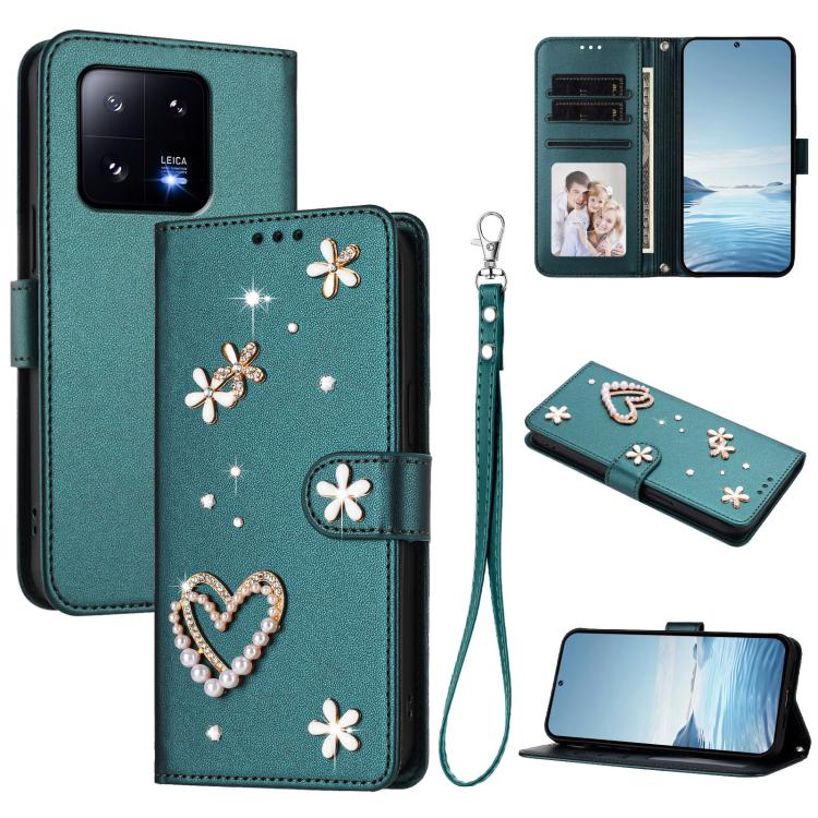 ZS01 Double-Layer Heart Floral Vegan Leather Phone Case with Wrist Strap, For Xiaomi Poco X6 Neo 5G, For Xiaomi Poco X6 Pro 5G / Redmi K70E, For Xiaomi 14 Ultra 5G, For Xiaomi 14 Pro 5G, For Xiaomi 14 5G, For Xiaomi 13T / 13T Pro 5G                    ...