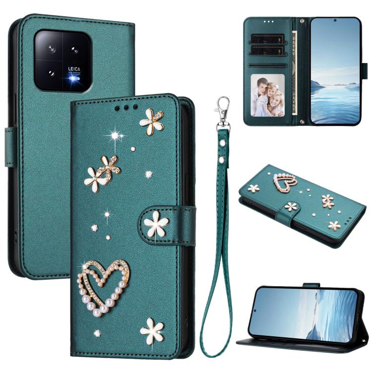 ZS01 Double-Layer Heart Floral Vegan Leather Phone Case with Wrist Strap, For Xiaomi Poco X6 Neo 5G, For Xiaomi Poco X6 Pro 5G / Redmi K70E, For Xiaomi 14 Ultra 5G, For Xiaomi 14 Pro 5G, For Xiaomi 14 5G, For Xiaomi 13T / 13T Pro 5G                    ...