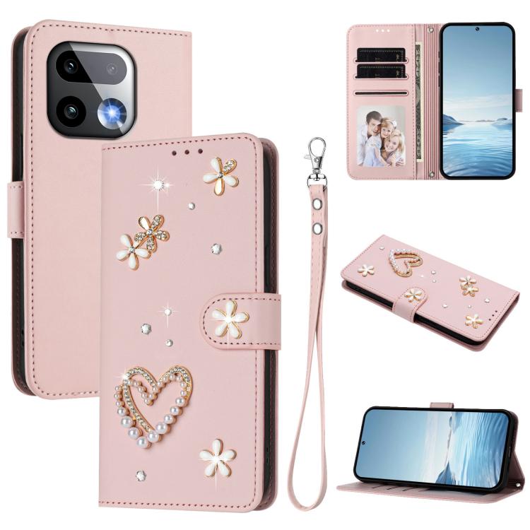 ZS01 Double-Layer Heart Floral Vegan Leather Phone Case with Wrist Strap, For Realme 16 Pro+ 5G Global, For Realme 16 Pro 5G Global, For Realme GT 8 Pro Global, For Realme P4x 5G, For Realme C71 4G India / Note 70 4G, For Realme C85 5G / 15x 5G        ...