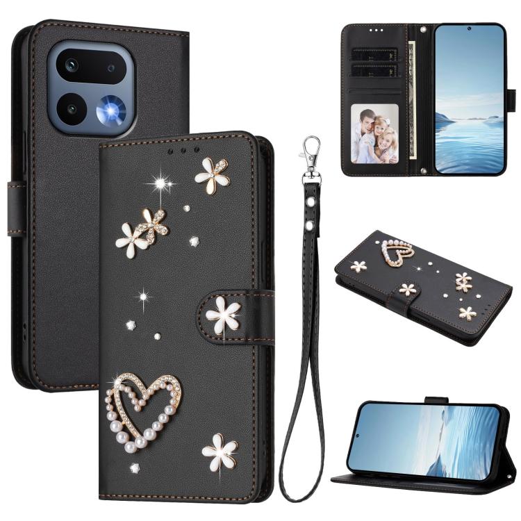 ZS01 Double-Layer Heart Floral Vegan Leather Phone Case with Wrist Strap, For Realme 16 Pro+ 5G Global, For Realme 16 Pro 5G Global, For Realme GT 8 Pro Global, For Realme P4x 5G, For Realme C71 4G India / Note 70 4G, For Realme C85 5G / 15x 5G        ...