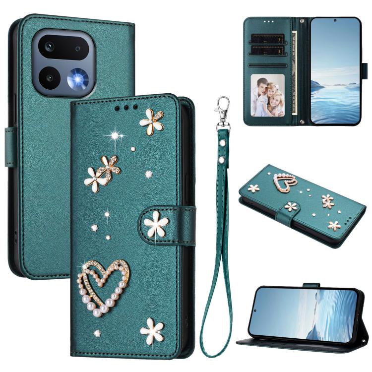 ZS01 Double-Layer Heart Floral Vegan Leather Phone Case with Wrist Strap, For Realme 16 Pro+ 5G Global, For Realme 16 Pro 5G Global, For Realme GT 8 Pro Global, For Realme P4x 5G, For Realme C71 4G India / Note 70 4G, For Realme C85 5G / 15x 5G        ...