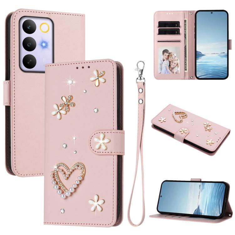 ZS01 Double-Layer Heart Floral Vegan Leather Phone Case with Wrist Strap, For Realme 16 Pro+ 5G Global, For Realme 16 Pro 5G Global, For Realme GT 8 Pro Global, For Realme P4x 5G, For Realme C71 4G India / Note 70 4G, For Realme C85 5G / 15x 5G        ...