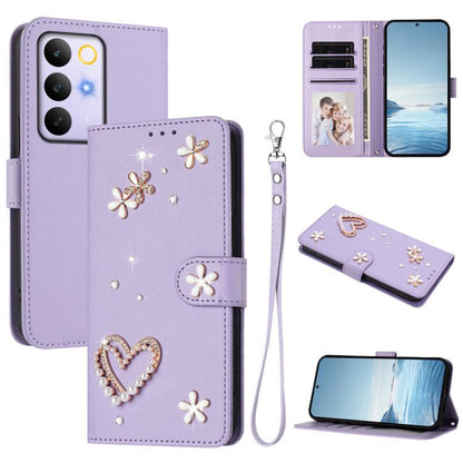 ZS01 Double-Layer Heart Floral Vegan Leather Phone Case with Wrist Strap, For Realme 16 Pro+ 5G Global, For Realme 16 Pro 5G Global, For Realme GT 8 Pro Global, For Realme P4x 5G, For Realme C71 4G India / Note 70 4G, For Realme C85 5G / 15x 5G        ...