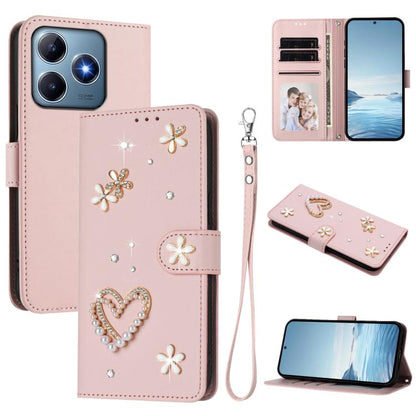 ZS01 Double-Layer Heart Floral Vegan Leather Phone Case with Wrist Strap, For Realme 16 Pro+ 5G Global, For Realme 16 Pro 5G Global, For Realme GT 8 Pro Global, For Realme P4x 5G, For Realme C71 4G India / Note 70 4G, For Realme C85 5G / 15x 5G        ...