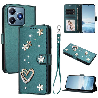 ZS01 Double-Layer Heart Floral Vegan Leather Phone Case with Wrist Strap, For Realme 16 Pro+ 5G Global, For Realme 16 Pro 5G Global, For Realme GT 8 Pro Global, For Realme P4x 5G, For Realme C71 4G India / Note 70 4G, For Realme C85 5G / 15x 5G        ...