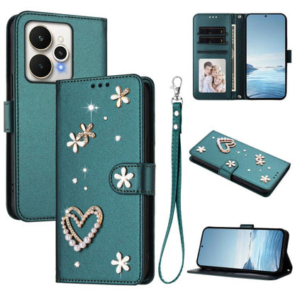 ZS01 Double-Layer Heart Floral Vegan Leather Phone Case with Wrist Strap, For Realme 16 Pro+ 5G Global, For Realme 16 Pro 5G Global, For Realme GT 8 Pro Global, For Realme P4x 5G, For Realme C71 4G India / Note 70 4G, For Realme C85 5G / 15x 5G        ...