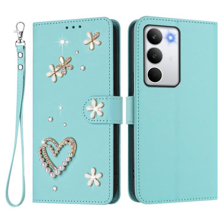 ZS01 Double-Layer Heart Floral Vegan Leather Phone Case with Wrist Strap, For Realme C71 4G Global, For Realme GT 7 5G Global / GT 7 5G India, For Realme V70 5G / 14x Global, For Realme Narzo 80 Pro / 14 Pro 5G India                                    ...