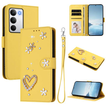 ZS01 Double-Layer Heart Floral Vegan Leather Phone Case with Wrist Strap, For Realme C71 4G Global, For Realme GT 7 5G Global / GT 7 5G India, For Realme V70 5G / 14x Global, For Realme Narzo 80 Pro / 14 Pro 5G India                                    ...