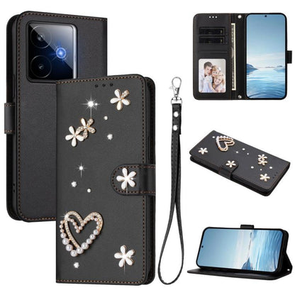 ZS01 Double-Layer Heart Floral Vegan Leather Phone Case with Wrist Strap, For Realme C71 4G Global, For Realme GT 7 5G Global / GT 7 5G India, For Realme V70 5G / 14x Global, For Realme Narzo 80 Pro / 14 Pro 5G India                                    ...