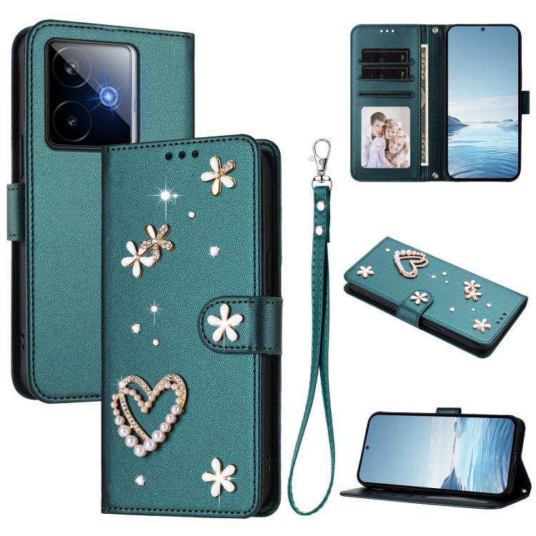 ZS01 Double-Layer Heart Floral Vegan Leather Phone Case with Wrist Strap, For Realme C71 4G Global, For Realme GT 7 5G Global / GT 7 5G India, For Realme V70 5G / 14x Global, For Realme Narzo 80 Pro / 14 Pro 5G India                                    ...
