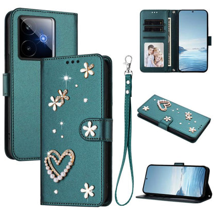 ZS01 Double-Layer Heart Floral Vegan Leather Phone Case with Wrist Strap, For Realme C71 4G Global, For Realme GT 7 5G Global / GT 7 5G India, For Realme V70 5G / 14x Global, For Realme Narzo 80 Pro / 14 Pro 5G India                                    ...