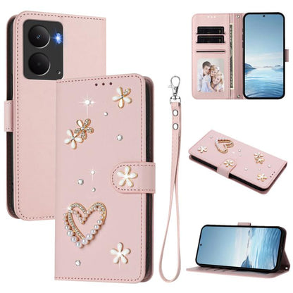 ZS01 Double-Layer Heart Floral Vegan Leather Phone Case with Wrist Strap, For Realme C71 4G Global, For Realme GT 7 5G Global / GT 7 5G India, For Realme V70 5G / 14x Global, For Realme Narzo 80 Pro / 14 Pro 5G India                                    ...
