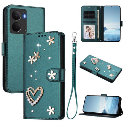 ZS01 Double-Layer Heart Floral Vegan Leather Phone Case with Wrist Strap, For Realme C71 4G Global, For Realme GT 7 5G Global / GT 7 5G India, For Realme V70 5G / 14x Global, For Realme Narzo 80 Pro / 14 Pro 5G India                                    ...