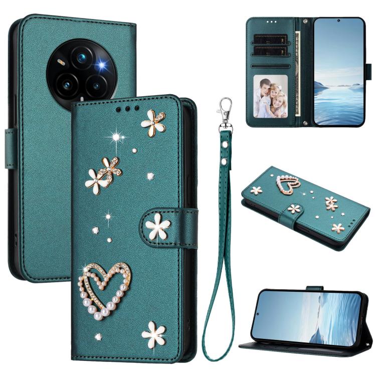 ZS01 Double-Layer Heart Floral Vegan Leather Phone Case with Wrist Strap, For Realme C71 4G Global, For Realme GT 7 5G Global / GT 7 5G India, For Realme V70 5G / 14x Global, For Realme Narzo 80 Pro / 14 Pro 5G India                                    ...