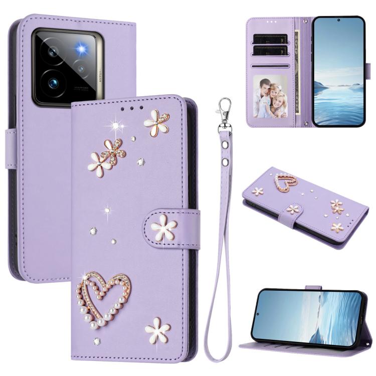 ZS01 Double-Layer Heart Floral Vegan Leather Phone Case with Wrist Strap, For Realme GT 7 Pro 5G / GT7 Pro Racing 5G, For Realme C63 5G Global, For Realme 12 5G Global / 13 5G Global, For Realme Note 60 4G Global / C63 4G Global, For Realme 13+ 5G Glob...