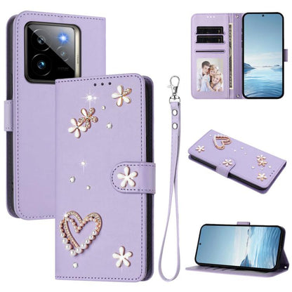 ZS01 Double-Layer Heart Floral Vegan Leather Phone Case with Wrist Strap, For Realme GT 7 Pro 5G / GT7 Pro Racing 5G, For Realme C63 5G Global, For Realme 12 5G Global / 13 5G Global, For Realme Note 60 4G Global / C63 4G Global, For Realme 13+ 5G Glob...