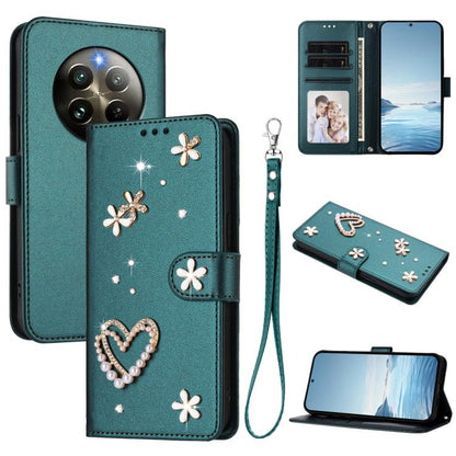 ZS01 Double-Layer Heart Floral Vegan Leather Phone Case with Wrist Strap, For Realme GT 7 Pro 5G / GT7 Pro Racing 5G, For Realme C63 5G Global, For Realme 12 5G Global / 13 5G Global, For Realme Note 60 4G Global / C63 4G Global, For Realme 13+ 5G Glob...