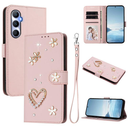 ZS01 Double-Layer Heart Floral Vegan Leather Phone Case with Wrist Strap, For Realme 11 4G Global, For Realme GT5 240W 5G / GT5 5G, For Realme Narzo 60 Pro Global, For Realme C65 4G Global, For Realme C55 4G Global / Narzo N55                          ...