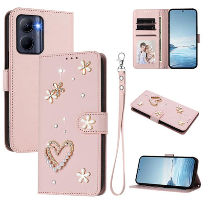 ZS01 Double-Layer Heart Floral Vegan Leather Phone Case with Wrist Strap, For Realme 11 4G Global, For Realme GT5 240W 5G / GT5 5G, For Realme Narzo 60 Pro Global, For Realme C65 4G Global, For Realme C55 4G Global / Narzo N55                          ...