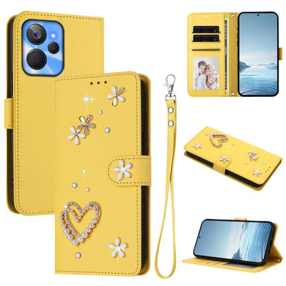 ZS01 Double-Layer Heart Floral Vegan Leather Phone Case with Wrist Strap, For Realme 11 4G Global, For Realme GT5 240W 5G / GT5 5G, For Realme Narzo 60 Pro Global, For Realme C65 4G Global, For Realme C55 4G Global / Narzo N55                          ...