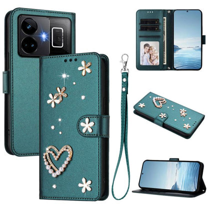 ZS01 Double-Layer Heart Floral Vegan Leather Phone Case with Wrist Strap, For Realme 11 4G Global, For Realme GT5 240W 5G / GT5 5G, For Realme Narzo 60 Pro Global, For Realme C65 4G Global, For Realme C55 4G Global / Narzo N55                          ...