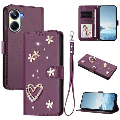 ZS01 Double-Layer Heart Floral Vegan Leather Phone Case with Wrist Strap, For Realme 11 4G Global, For Realme GT5 240W 5G / GT5 5G, For Realme Narzo 60 Pro Global, For Realme C65 4G Global, For Realme C55 4G Global / Narzo N55                          ...