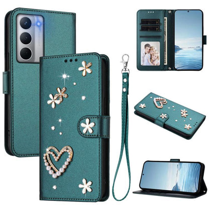 ZS01 Double-Layer Heart Floral Vegan Leather Phone Case with Wrist Strap, For Realme C71 4G Global, For Realme GT 7 5G Global / GT 7 5G India, For Realme V70 5G / 14x Global, For Realme Narzo 80 Pro / 14 Pro 5G India                                    ...