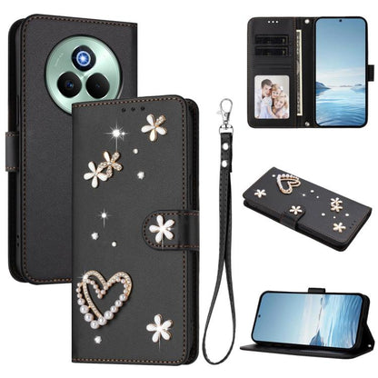 ZS01 Double-Layer Heart Floral Vegan Leather Phone Case with Wrist Strap, For Realme C71 4G Global, For Realme GT 7 5G Global / GT 7 5G India, For Realme V70 5G / 14x Global, For Realme Narzo 80 Pro / 14 Pro 5G India                                    ...