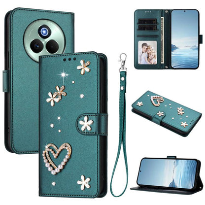 ZS01 Double-Layer Heart Floral Vegan Leather Phone Case with Wrist Strap, For Realme C71 4G Global, For Realme GT 7 5G Global / GT 7 5G India, For Realme V70 5G / 14x Global, For Realme Narzo 80 Pro / 14 Pro 5G India                                    ...